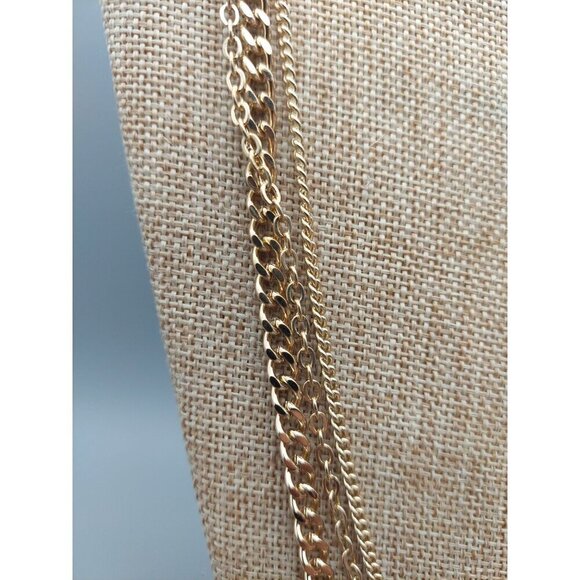 Premier Designs Gold Tone Multi Chain & Blue AB Wash Beaded Convertible Necklace - Picture 9 of 12